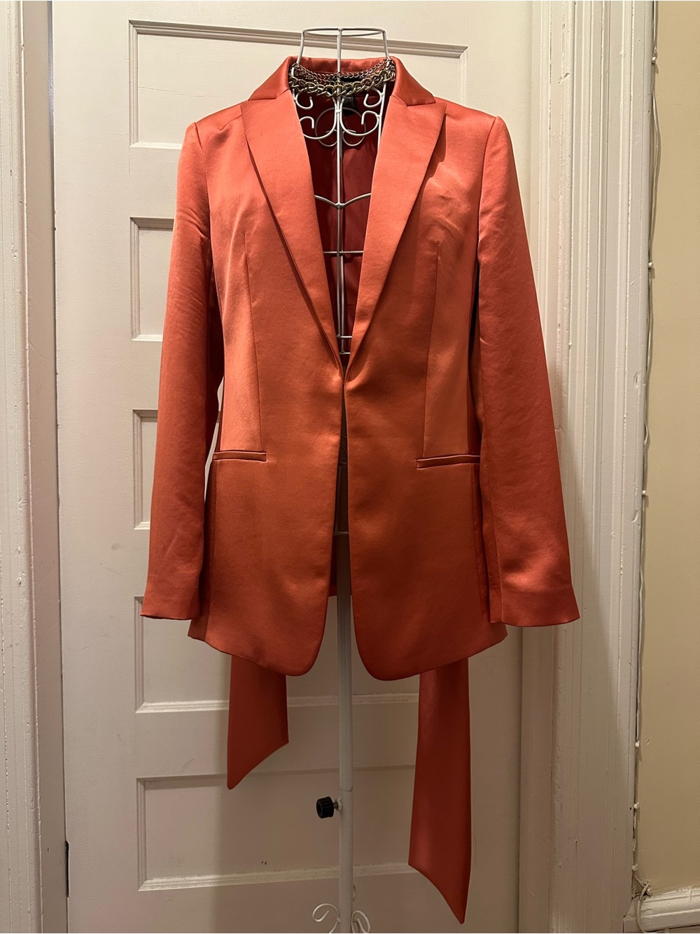 Express | Satin Coral Blazer Jacket | S - Picture 3 of 9